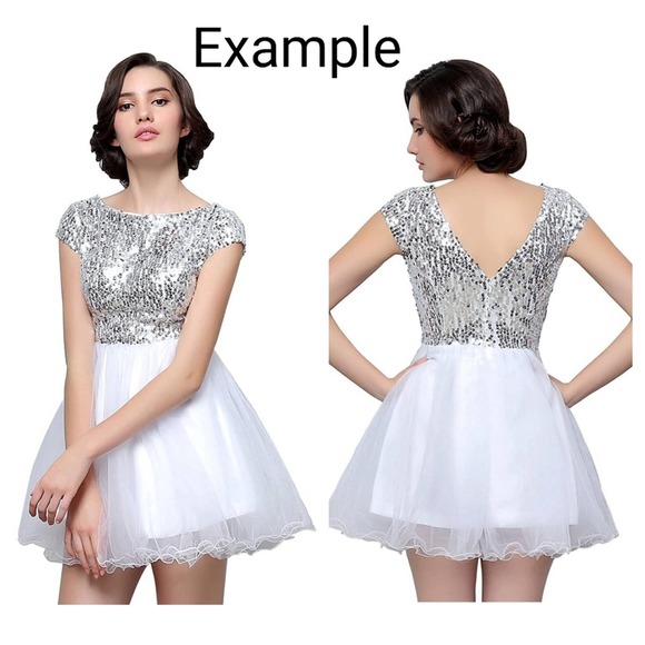 Short Tullle Sequins Homecoming Dress Sarah Bridal Navy 2 - Picture 2 of 10